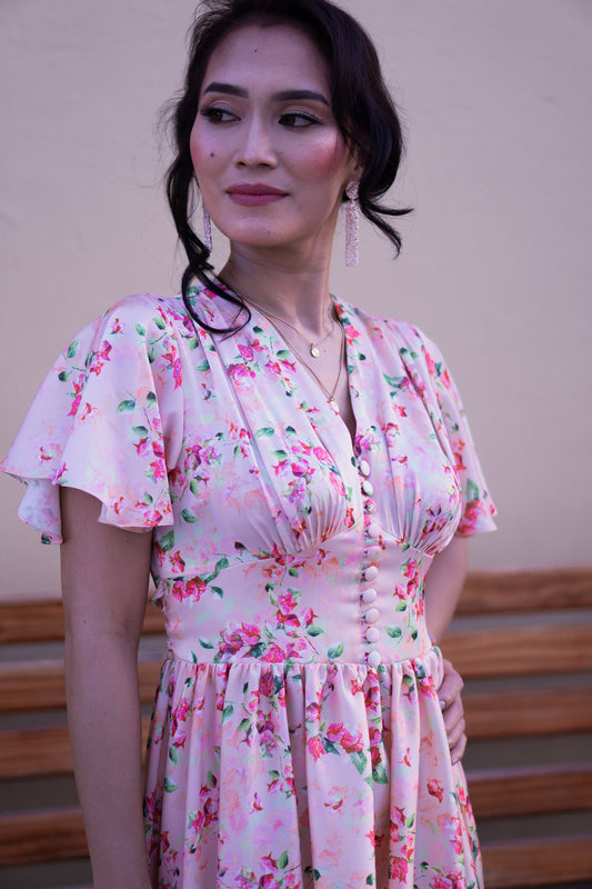 Bougainvillea Knee High Dress Peach