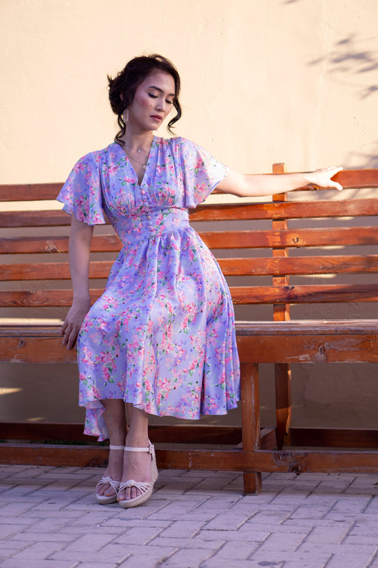 Bougainvillea Knee High Dress Purplish Blue